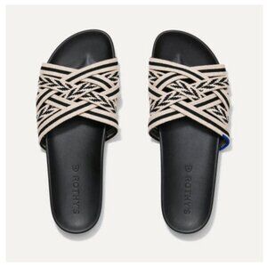Rothys The Hemp Slide Black & Tan Womens size 9, Brand New With Box